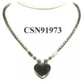 Hematite Heart Pendant Beads Stone Chain Choker Fashion Women Necklace